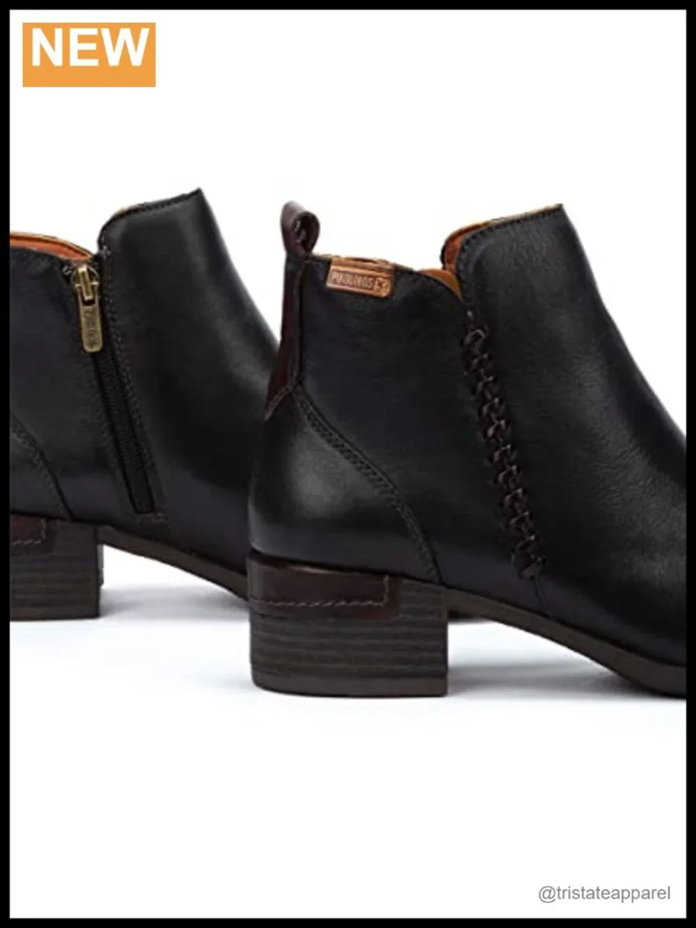 Women's Heeled Ankle Boots Leather Zipper Closure Mid Heel Booties